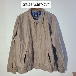 Ralph Lauren Chaps Beige/Blue Check Inner Mens XL Full Zip Harrington Jacket EUC